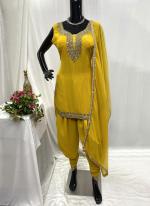 Georgette Yellow Party Wear Hand Work Readymade Dhoti Suit